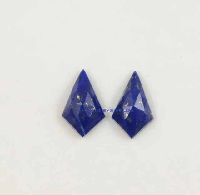 Lapis Lazuli 15X10 mm Kite Shape Rose Cut One Side Checker Cut Flat Bottom