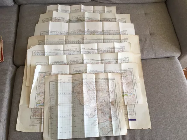 Rare vintage/ Antique Ordnance Survey War Office Maps of Scotland Sheets x8