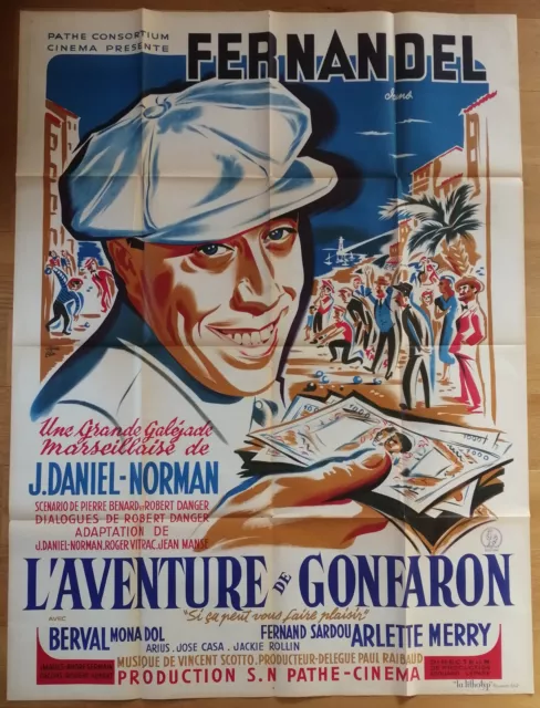 AVENTURE DE GONFARON fernandel affiche cinema originale 160x120 R litho