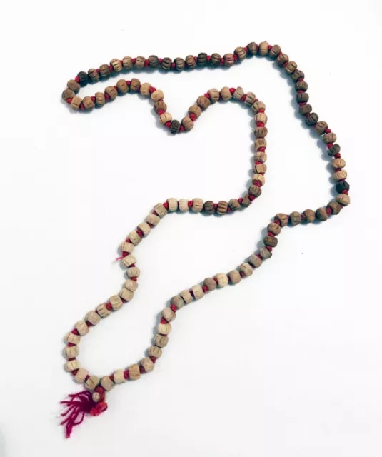 (2010) Carved Tulsi Wood Japa Mala Prayer Beads, Rosary, 5/16" dia.