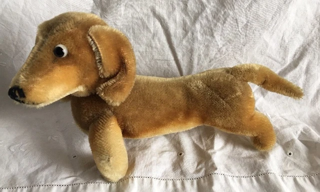 Vintage Steiff Dackel Hexie Hund Mohair Sammlerstück Stofftiere