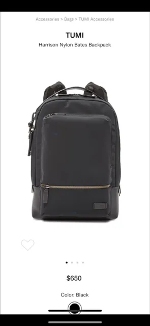 Tumi Backpack - Nylon with black leather trim-leather bottom  $$595