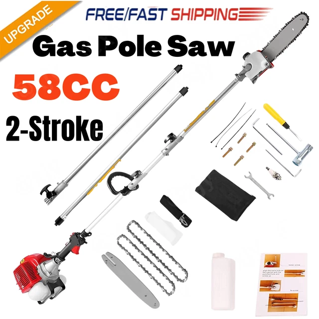 GAS POWERED 58CC Pole Saw Chainsaw Tree Trimmer 2Cycle Extension Hedge