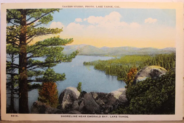 California CA Lake Tahoe Emerald Bay Shoreline Postcard Old Vintage Card View PC