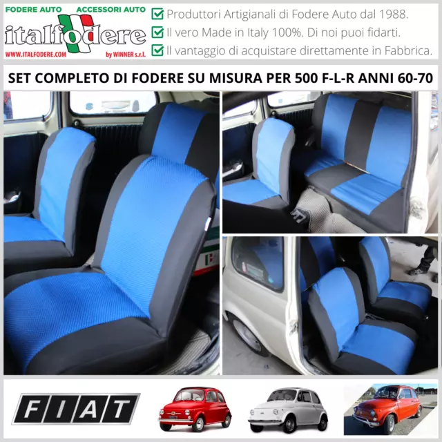 TAPPEZZERIA ORIGINALE su Misura! Fiat 500L (Anni 60/70) SET COMPLETO VARI  COLORI
