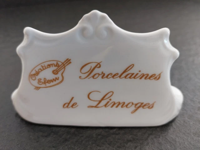 Pancarte Publicitaire Présentoir  En Porcelaine De Limoges Créations Efem / F.m
