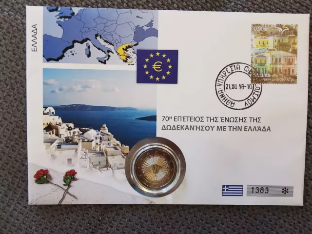 2 Euro, Numisbrief, Griechenland, 70 Jahrestag Vereinigung des Dodekanes, 2018