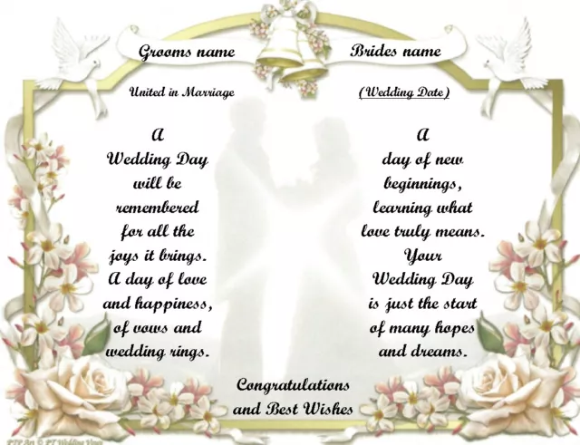 Wedding Personalized Poem Gift for that Special Couple (See all styles)