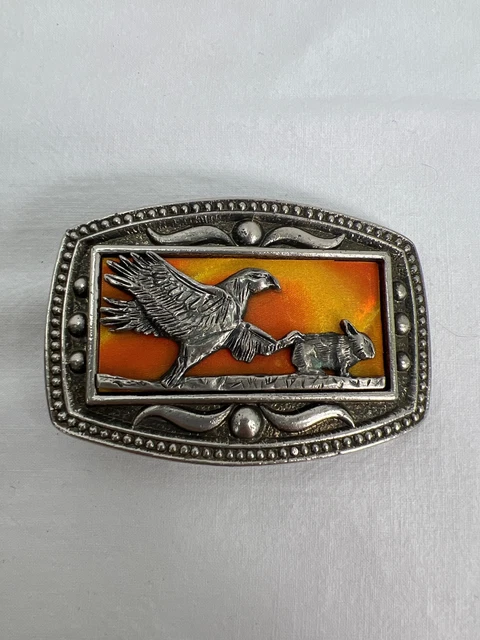 Vintage CII New York Eagle Catching Rabbit Orange Belt Buckle