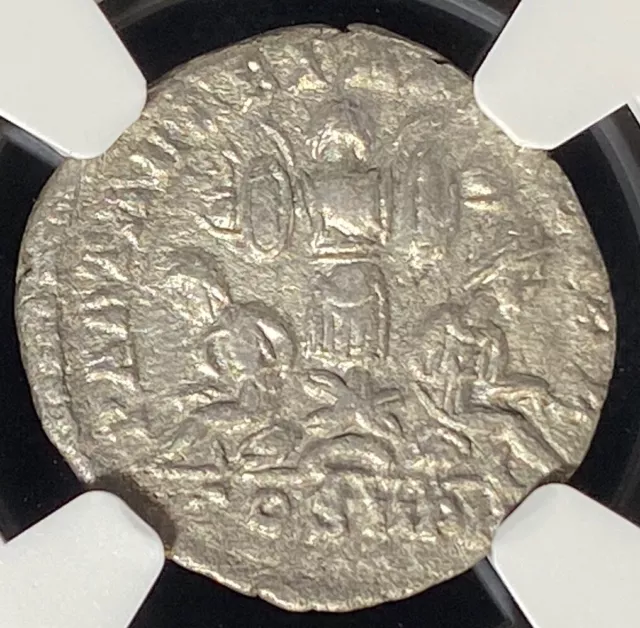 NGC VF Sept Severus 193-211 AD Roman Empire AR Denarius Coin, TROPHY & CAPTIVES!