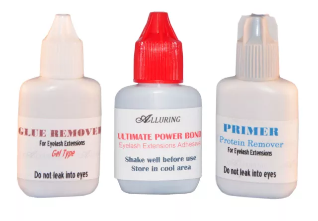 ALLURING Ultimate Power Bond Glue + Remover + Primer Combo Eyelash Extension