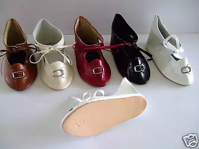 CHAUSSURES en CUIR JU13 (10.5)  pour POUPEE ANCIENNE- DOLL SHOES-G.BRAVOT-FRANCE