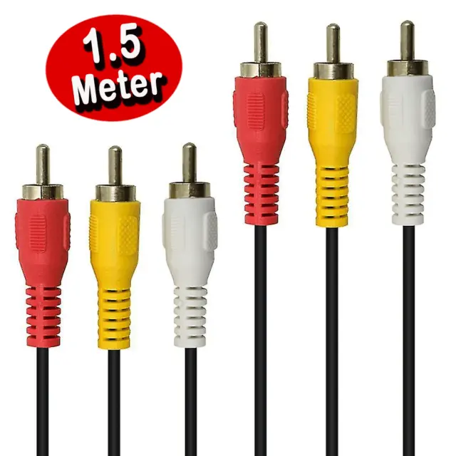 1.5 m Cinch Kabel 3 fach RCA Audio Video AV AUX Chinch Cinchkabel mit 3 Stecker