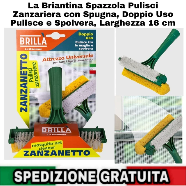 Spazzola Pulisci Zanzariera La Briantina | Doppia Azione Con Spugna | Larghezza 16cm | Senza Manico