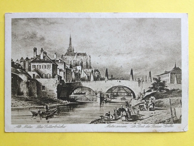 cpa EAU FORTE ENGRAVING DRAWING 57 - METZ Moselle Le BRIDGE des BASS GRILLES