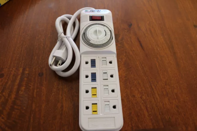 Coralife Analog Power Center 8 Outlet Power Strip Day Night Wave Maker Timer