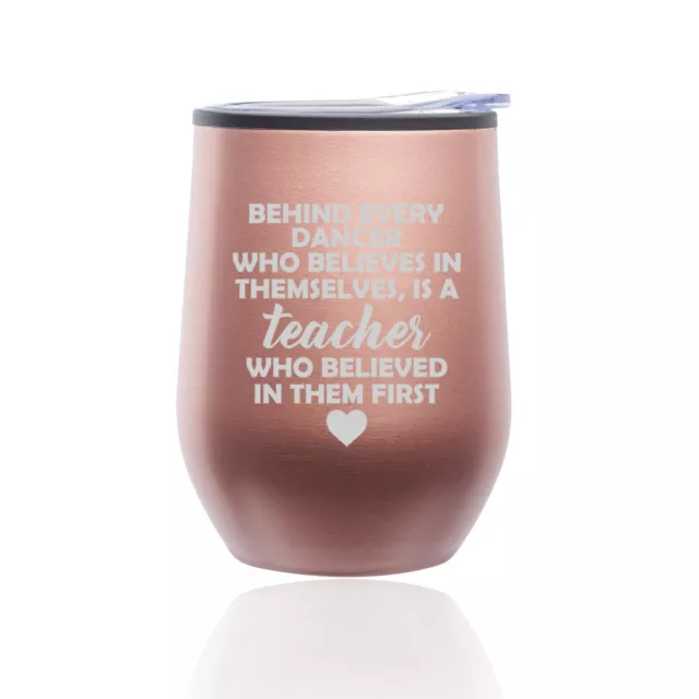 Stemless Wine Tumbler Coffee Travel Mug Glass Cup w/ Lid Dance Teacher Gift