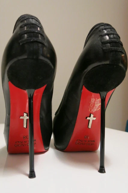 Escarpins Santa Cruz En Cuir Marron - Talons Aiguilles Métalliques 13cm - Taille 38 - Occasion (portés Une Fois)