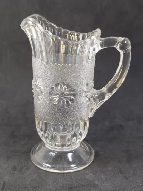 EAPG Roman Rosette US Glass Clear Creamer sugar bowl floral frosted vintage set