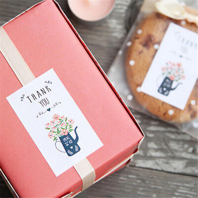 60PCS Thankyou Flowers Paper Baking Cake Seal Label Hand Made Gift Stickers DSS0