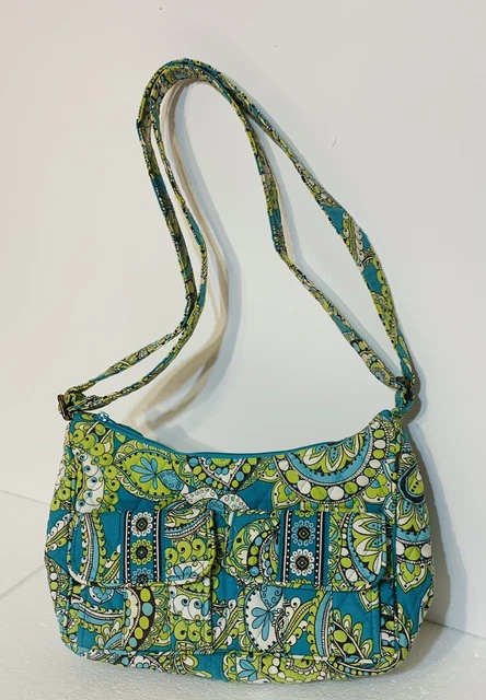 Vera Bradley RARE Peacock Crossbody Purse Bag Teal Green Brown Retired
