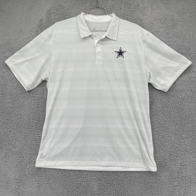 Dallas Cowboys Polo Shirt Mens XL Extra Large White Nike NFL Football On Field