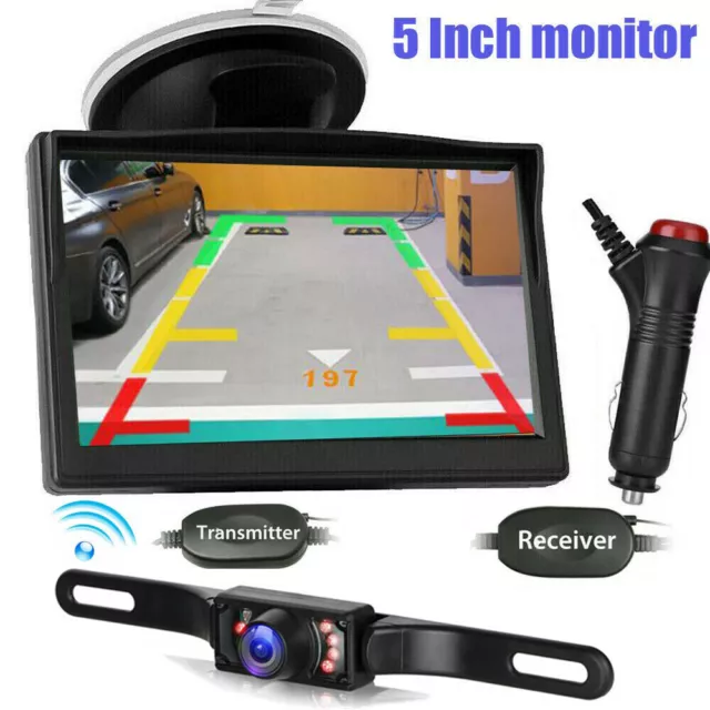 Backup Camera Wireless Car Rear View HD Parking System Night Vision + 5" Monitor