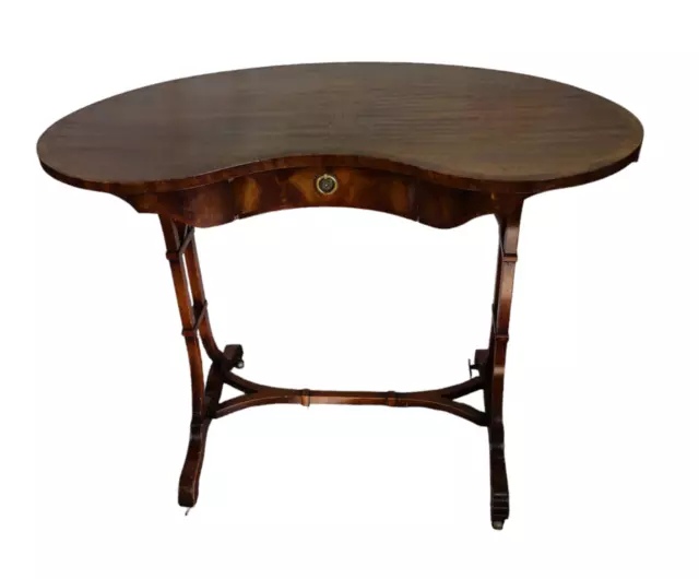 Antique Tibbenham English High Quality Sheraton Style Kidney Mahogany Desk