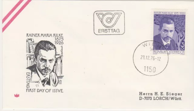 Ö 1976 - Mi:1539 , FDC - 50. Todestag von Rainer Maria Rilke , ST 1150 Wien