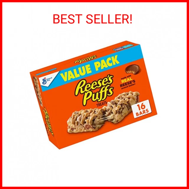 REESE'S PUFFS BREAKFAST Cereal Treat Bars, Peanut Butter & Cocoa, 16 ct