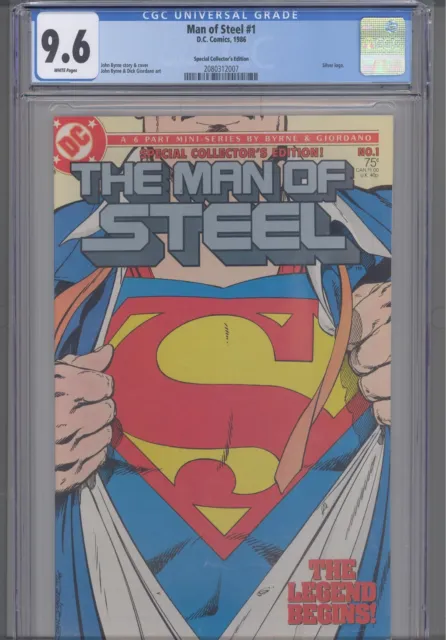 Man of Steel #1 CGC 9.6 1986 DC Comics John Byrne Cover, Story & Art Silver Logo