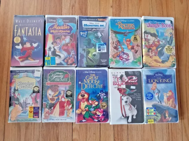 Disney VHS Lot - Fantasia, Jungle Book, Sleeping Beauty, Lion King MORE / SEALED