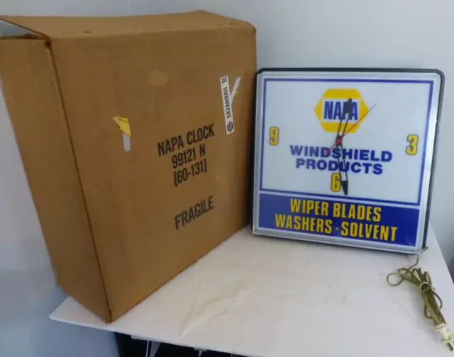 Vintage Original NAPA Auto Parts Lighted Sign & Clock - NEW in Box! "RARE"