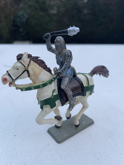 Figurine Starlux Moyen-âge - Cavalier Avec Oriflame Cheval Blanc - Réf 6109