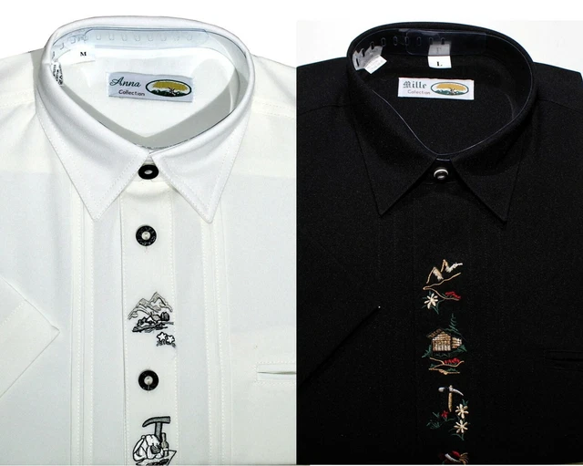 Men's short sleeve traditional shirt in wool white cream and black trhkWD
