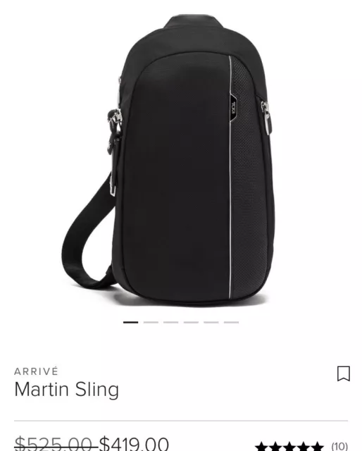 Tumi Arrive Nylon Leather Martin Sling Pack Bag Black Crossbody  NEW