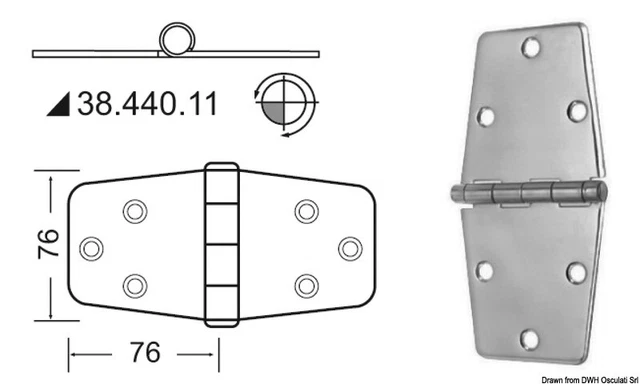 Charnière Inox 152x76 MM Marque Osculati 38.440.11