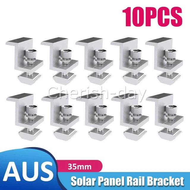 10X 35MM SOLAR Panel Rail Bracket Mounting Kit Aluminium Fixing End ...
