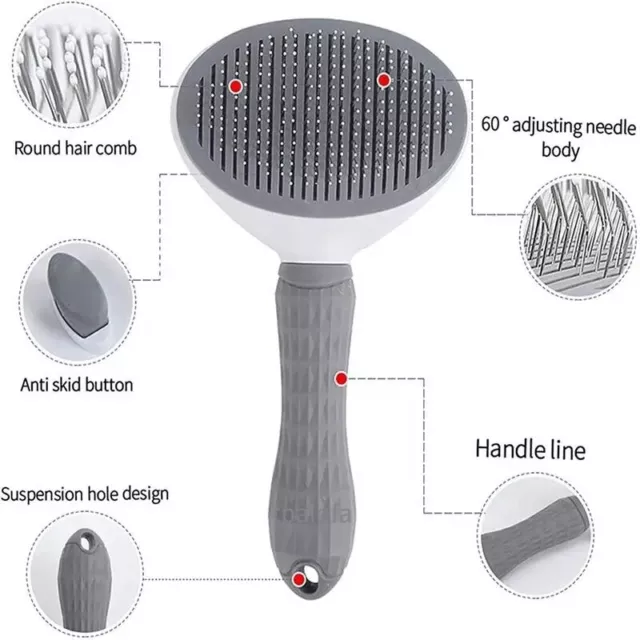 Pet Hair Remover Dog Cat Comb Grooming Massage Deshedding Self Cleaning Brush US 3