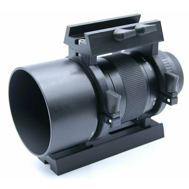 Abrazaderas de tubo Wega Telescopes con zapato visor y riel prismano para Samyang 135