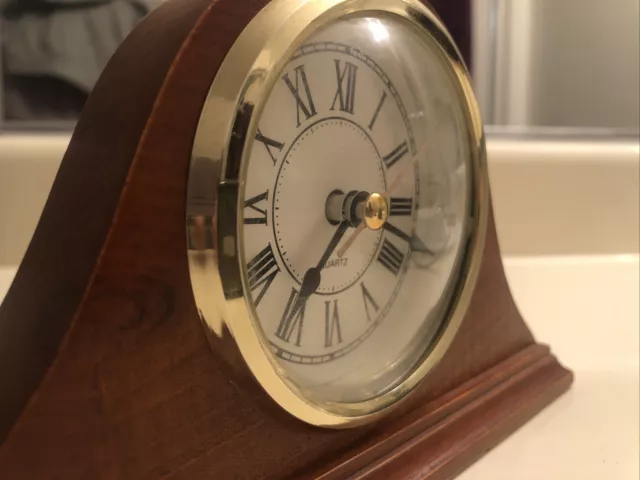 VTG QUARTZ MOVEMENT Solid Cherry Wooden Mantel Clock 4.5x8” WORKS GREAT ...