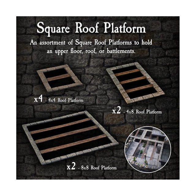 Dwarven Forge Castle Builder Square Roof Platform Pack NM