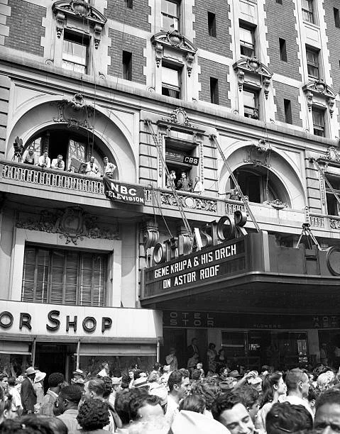 New York City after the announcement of the Japanese surrender t 1940s Old Photo