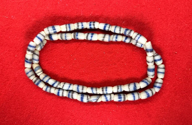 String of Elongated Striped Glass Trade Beads