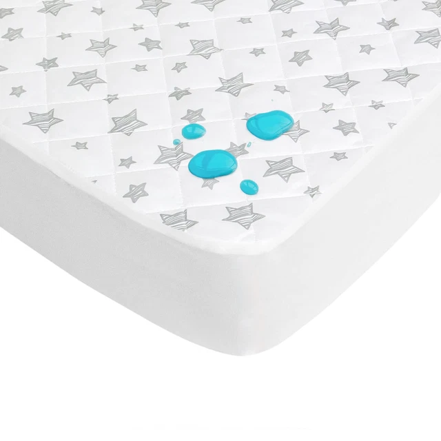 Crib Mattress Pad Protector Waterproof, Quilted Crib Mattress Pad Cover 52''