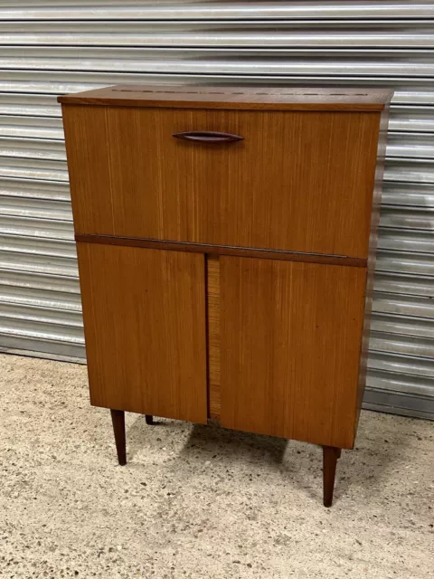 Fabulous Mid Century Teak Bureau Style Cocktail Cabinet 2