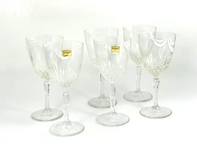 Vintage 6pc Lot Matching Luminarc USA Crystal Wine Glasses Stemware Barware