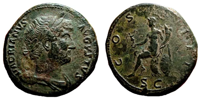 *AET* HADRIAN AE Sestertius. VF+/EF-. Rome.