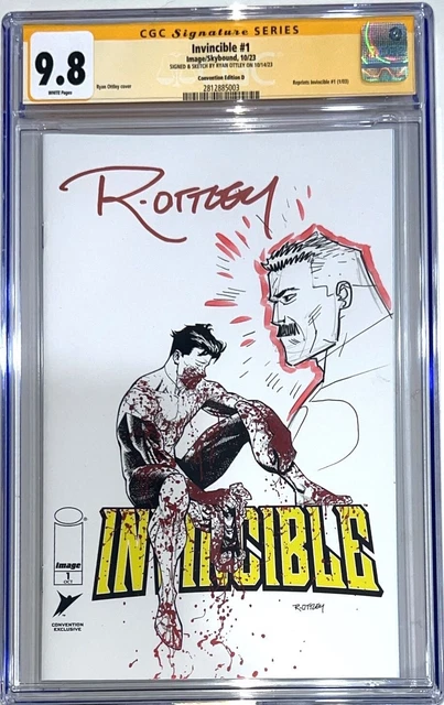 Invincible 1 NYCC 2023 Spot Foil CGC SS 9.8 Sig & Omni-Man Sketch by Ryan Ottley