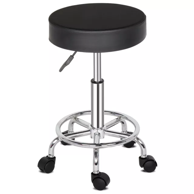 Black Round Rotating Bar Stool with Funny Feet - Adjustable Height